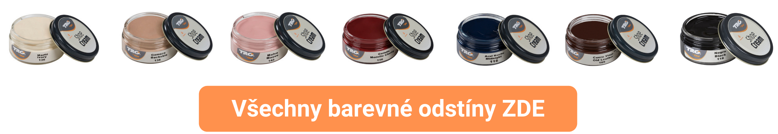 Barvící Krémy na boty shoe cream trg the one celá kolekce nabídka barevných odstínů